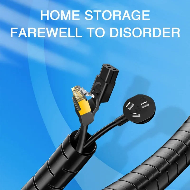 Computer Cord Protective Tube Clip Organizer Management Tools 2M 16mm Flexible Spiral Cable Wire Protector Cable Organizer