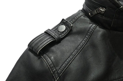 PU Leather Jacket for Men, Motorcycle Zipper Jacket, Casual Retro Jacket, Business Punk Leather Jacket, Large Autumn and Winter