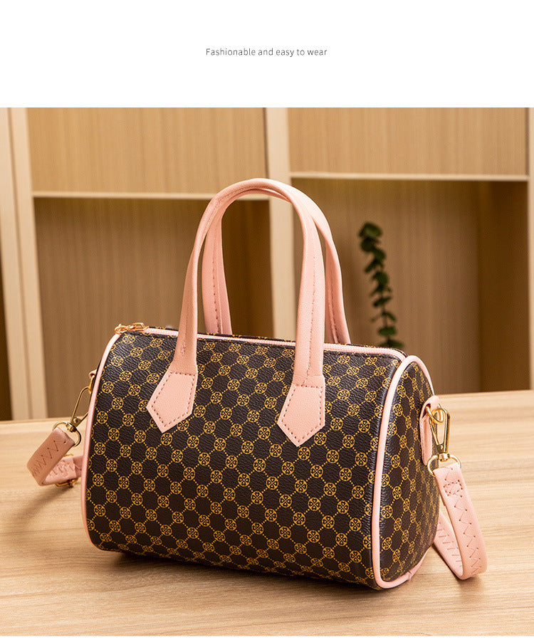 Women's Bag New Trend Fashion Casual Four Leaf Grass Printing Cross Shoulder Pillow Bag Lingge Embroidered Handbag