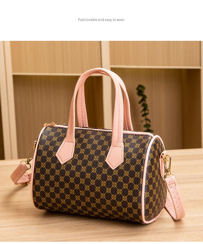 Women's Bag New Trend Fashion Casual Four Leaf Grass Printing Cross Shoulder Pillow Bag Lingge Embroidered Handbag