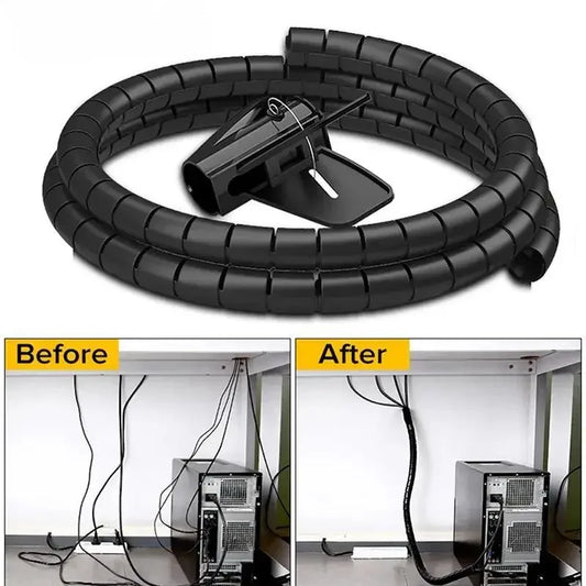 Computer Cord Protective Tube Clip Organizer Management Tools 2M 16mm Flexible Spiral Cable Wire Protector Cable Organizer