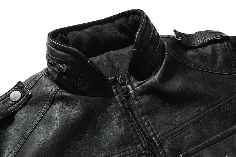 PU Leather Jacket for Men, Motorcycle Zipper Jacket, Casual Retro Jacket, Business Punk Leather Jacket, Large Autumn and Winter