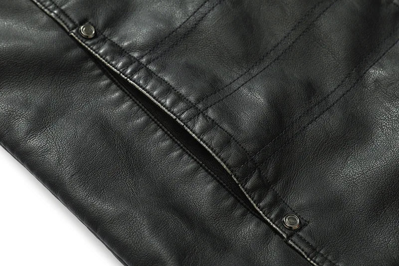 PU Leather Jacket for Men, Motorcycle Zipper Jacket, Casual Retro Jacket, Business Punk Leather Jacket, Large Autumn and Winter