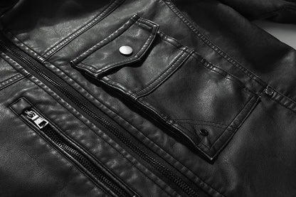 PU Leather Jacket for Men, Motorcycle Zipper Jacket, Casual Retro Jacket, Business Punk Leather Jacket, Large Autumn and Winter