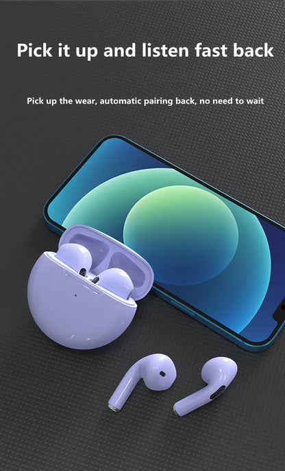 Pro 6 TWS Bluetooth Earphones Wireless Bluetooth Headset Noise Cancelling Earbuds with Mic Pro6 Wireless Headphones for IPhone