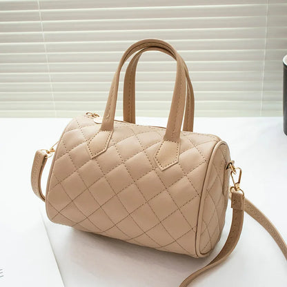 Women's Bag New Trend Fashion Casual Four Leaf Grass Printing Cross Shoulder Pillow Bag Lingge Embroidered Handbag