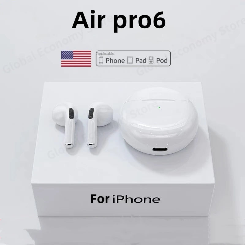 Pro 6 TWS Bluetooth Earphones Wireless Bluetooth Headset Noise Cancelling Earbuds with Mic Pro6 Wireless Headphones for IPhone