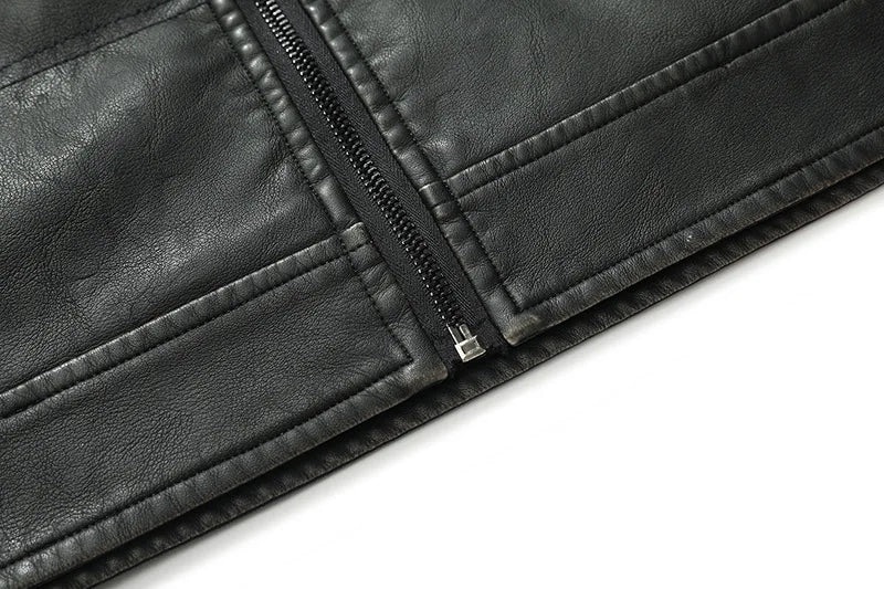 PU Leather Jacket for Men, Motorcycle Zipper Jacket, Casual Retro Jacket, Business Punk Leather Jacket, Large Autumn and Winter