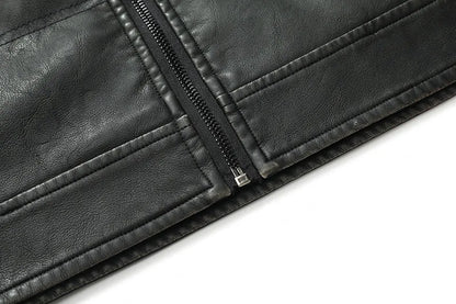 PU Leather Jacket for Men, Motorcycle Zipper Jacket, Casual Retro Jacket, Business Punk Leather Jacket, Large Autumn and Winter