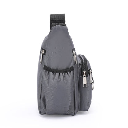 1pc Men's Portable Nylon Letter Sticker Diagonal Shoulder Bag, Mobile Phone Bag
