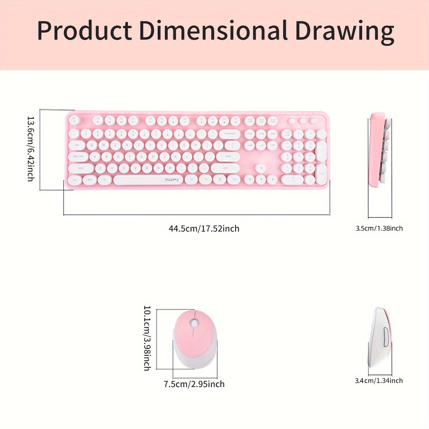 Sweet Wireless Keyboard and Mouse Combo Set - Keyboard & Mouse Combos with Solid Color, Compact Design and Wireless Connectivity for Efficient Typing and Navigation