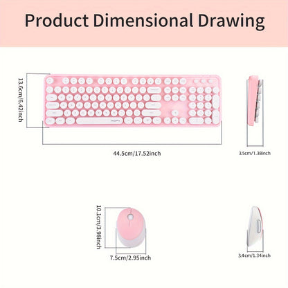 Sweet Wireless Keyboard and Mouse Combo Set - Keyboard & Mouse Combos with Solid Color, Compact Design and Wireless Connectivity for Efficient Typing and Navigation