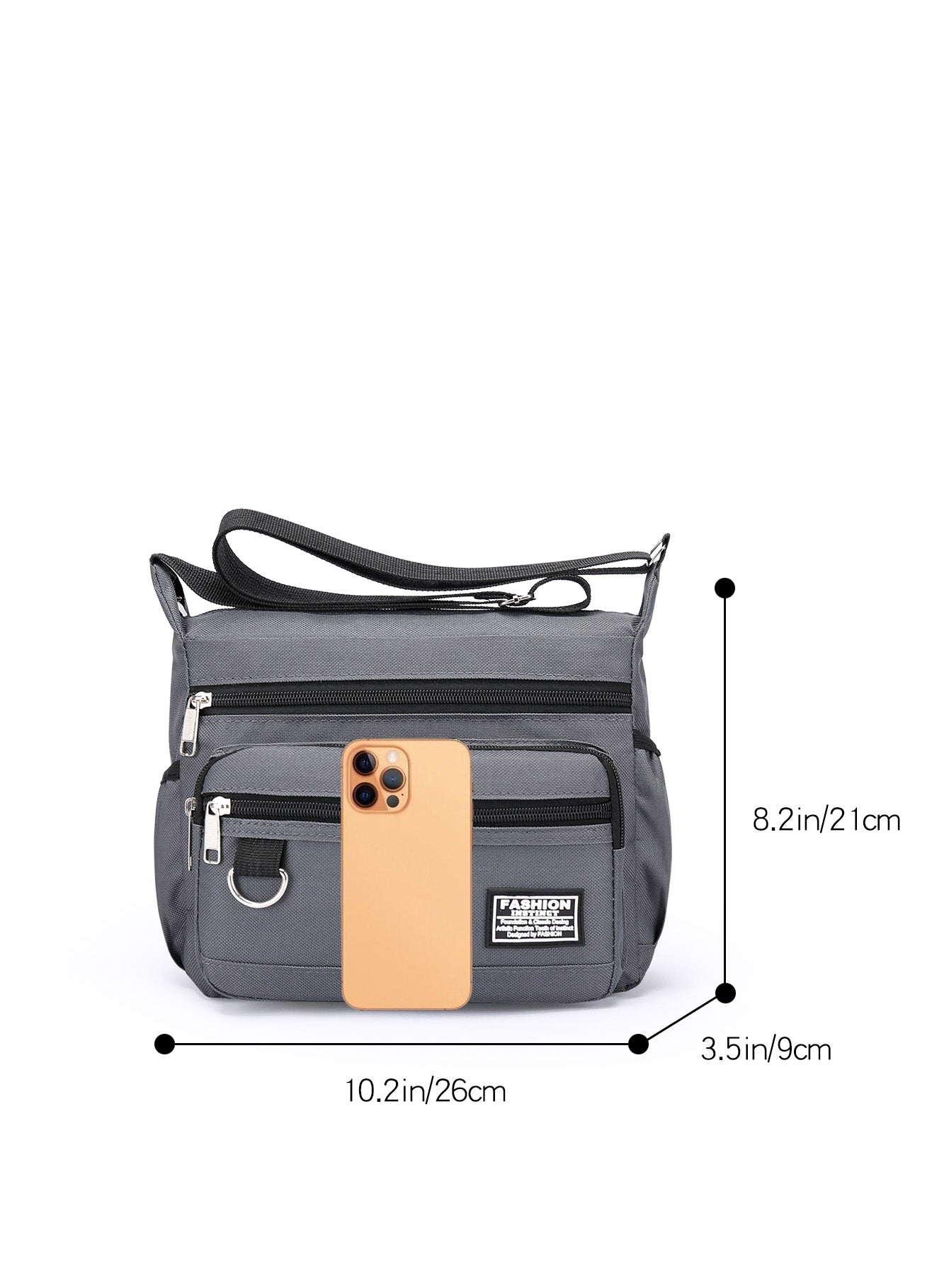 1pc Men's Portable Nylon Letter Sticker Diagonal Shoulder Bag, Mobile Phone Bag
