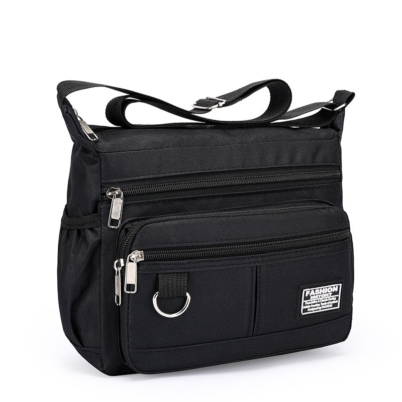 1pc Men's Portable Nylon Letter Sticker Diagonal Shoulder Bag, Mobile Phone Bag
