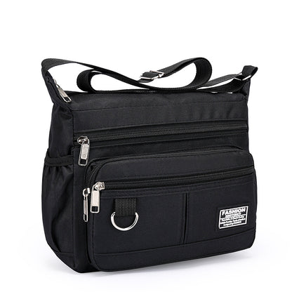 1pc Men's Portable Nylon Letter Sticker Diagonal Shoulder Bag, Mobile Phone Bag