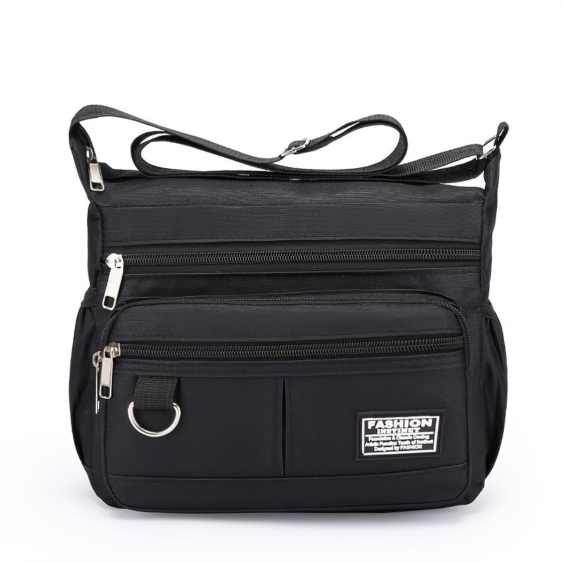 1pc Men's Portable Nylon Letter Sticker Diagonal Shoulder Bag, Mobile Phone Bag