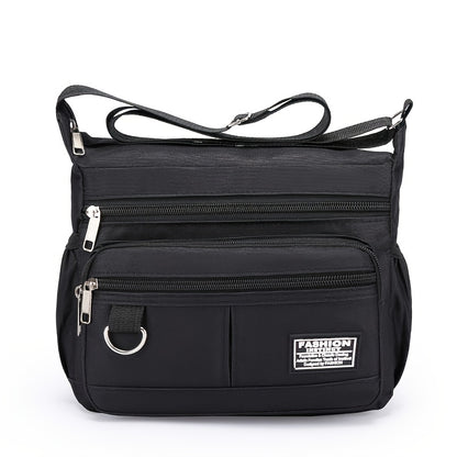 1pc Men's Portable Nylon Letter Sticker Diagonal Shoulder Bag, Mobile Phone Bag