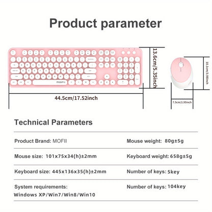 Sweet Wireless Keyboard and Mouse Combo Set - Keyboard & Mouse Combos with Solid Color, Compact Design and Wireless Connectivity for Efficient Typing and Navigation