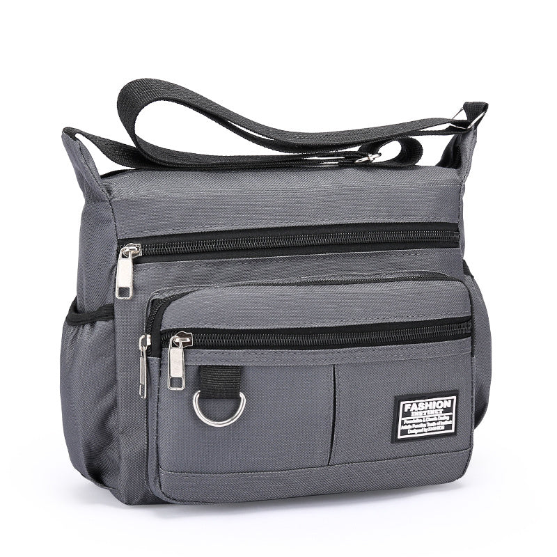 1pc Men's Portable Nylon Letter Sticker Diagonal Shoulder Bag, Mobile Phone Bag