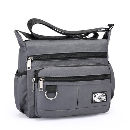 1pc Men's Portable Nylon Letter Sticker Diagonal Shoulder Bag, Mobile Phone Bag